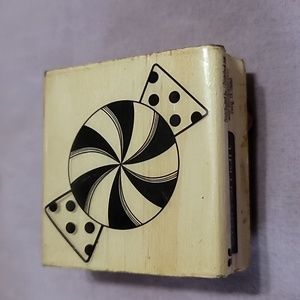Wrapped Strip Candy Wooden Rubber Stamp
